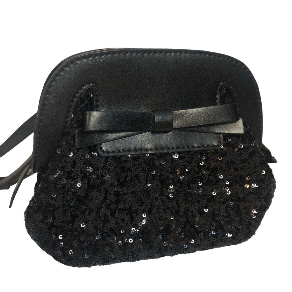 Kate Spade Scotty Riva Crossbody Purse Sequin Leather Bow - Picture 1 of 9